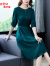 蔻伊娅轻奢品牌新款连衣裙女夏季2024夏天中长款法式收腰显瘦气质裙子 绿色 XL建议115-125斤