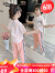 迪士尼（Disney）童装女童套装夏装2023新款洋气儿童网红运动两件套女孩中大童衣服 粉色套装 130码适合身高120-130cm