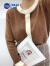 NASALIKE温柔风圆领毛衣女外套夏季韩版时尚宽松短款针织开衫长袖上衣7202 米白色 均码