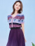 佳人苑针织衫女2023年夏季新款V领卡通提花开衫洋气短袖潮小个子 魔力紫 M