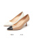 莱尔斯丹春夏新款商场同款时尚拼接尖头高跟鞋女单鞋4M70901 米白色羊皮革/牛皮革 CRK 36