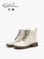 沙驰（SATCHI）沙驰女鞋个性时尚马丁靴女2023年秋冬新款真皮潮厚底粗跟平底短靴 白绒里（K837400R150） 38