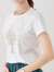 鳄鱼恤春夏新品重工立体亮片含桑蚕丝短袖圆领T恤女时尚休闲上衣女 白色 XL