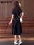 BUTAO时尚品牌连衣裙宽松24夏季新款气质显瘦收腰中长款显瘦短袖裙子 白色 L （建议100斤-115斤）