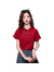 季法思新中式国风复古刺绣短袖T恤女夏季新款复古高级感超好看别致小衫 红色 2XL(建议135-150斤)