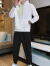 啄木鸟（TUCANO）套装男士春秋季2023新款运动休闲卫衣套装男士休闲套装两件套男装 白衣黑裤 S