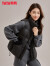 鸭鸭（YAYA）羽绒马甲女短款2024年冬季新款时尚针织拼接立领宽松保暖外套XH 黑色 155/80A(S)