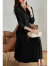 拉夏贝尔（La Chapelle）长袖连衣裙女2024春季新款时尚女装法式收腰气质中长款衬衫裙子女 黑色 2XL