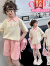 迪士尼（Disney）童装女童夏季套装2024时尚女孩休闲短袖POLO衫短裤运动甜美两件套 粉色 150cm