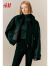 H&M女装裤子春季新款简约休闲重磅汗布打底裤1196475 黑色/细条纹 160/72