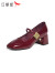 红蜻蜓玛丽珍鞋2024夏季优雅法式小皮鞋粗跟女单鞋 WTB24677红色36