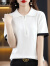 BUTAO 香港潮牌短袖T恤女新款夏季时尚小众体恤正肩针织白色小众上衣 白色 S 适合90-100斤