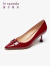 莱尔斯丹春夏商场同款优雅尖头饰扣细跟套脚高跟女鞋单鞋4M69149 深红色 RDP 36