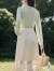 茵曼2024春夏女装新款小个子白色口袋精致通勤镂空花边A字半身长裙子 白色 M