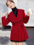 筱韩舒高端品牌过年新衣2023新款翻领红色双面羊毛呢外套女冬季呢子大衣 圣诞红 S