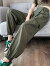 拉夏贝尔美式速干工装裤女夏季薄款小个子2024新款红色高腰哈伦束脚运动裤 橄榄绿 S