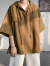 潮至（CHAOZHI）夏季男装连帽短袖t恤男大码七分袖薄款卫衣男款夏装运动上衣服潮 棕色 5XL  建议200-230斤可穿