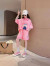 迪士尼（Disney）童装女童短袖套装2024新款夏季儿童夏季洋气polo衫半袖T恤两件套 粉红色 140码适合身高130-140cm9岁-10岁