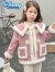 迪士尼（Disney）女童加绒外套秋冬新款儿童宝宝洋气皮毛一体大衣女孩冬装加厚上衣 紫色 牛角扣加绒大衣 100