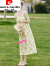 皮尔卡丹（pierre cardin）24夏连衣裙复古法式中国风日常少女气质夏季显瘦仙气小众套装 绿色 XL