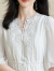 米思阳（missshine）2024春季新款高端重磅真丝100%桑蚕丝连衣裙女白色刺绣裙子 米白色 M