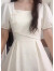 红蜻蜓新中式女装桔梗法式连衣裙子夏季方领收腰长裙初恋清纯奶甜 白色 S【建议40-45kg】