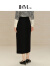 尹默IMM女装冬季黑色高级直筒半裙前开叉时髦简约H型半身裙IWDD20103 黑色 150/58A/XS