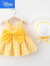 迪士尼（Disney）5-6-7-8-9个月女婴儿连衣裙0-1-2-3-4岁女童宝宝纯棉公主裙子夏装 黄色太阳花帽子 73