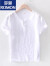 罗蒙（ROMON）中国风清新亚麻短袖T恤男士圆领简约休闲宽松白色薄款棉麻套头衫 白色 S