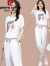 皮尔卡丹全棉运动套装女2024夏季新款时尚妈i妈洋气显瘦休闲裤两件I套潮 (8189)白色 L (建议100-110斤)