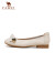 骆驼（CAMEL）单鞋女新款牛皮小皮鞋通勤鞋平跟浅口鞋 L23S007055米白 39