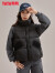 鸭鸭（YAYA）羽绒马甲女短款2024年冬季新款时尚针织拼接立领宽松保暖外套XH 黑色 155/80A(S)
