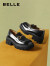 百丽乐福鞋女专柜同款黑色牛皮粗跟单鞋Z1R1DAA3 黑色 34