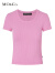 MO&Co.坑条纹大圆领修身显瘦短款短袖针织T恤内搭外穿上衣上装 玫红色-第1批 XS/155