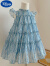 迪士尼（Disney）女童小飞袖连衣裙夏装蛋糕裙2024儿童女宝宝A字裙童装洋气公主裙 蓝色 海洋之心 100cm