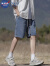 NASA GISS男士牛仔短裤夏季薄款潮牌男装男士宽松直筒炸街百搭五分裤中裤 深蓝 M