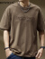 ROWILUX品牌美式重磅立体钢印t恤男夏季新款纯棉潮流宽松圆领短袖体恤衫 浅咖啡 M适合110-130斤