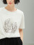COCOBELLA简约时尚印花T恤女宽松舒适休闲短袖上衣NTS1 白色 S