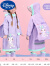 迪士尼（Disney）儿童雨衣女童女孩小学生上学专用加厚2024新款带书包位中大童雨披 紫色兔子【防水高领按扣 大书包 XXL