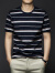 法莎尼亚高档品牌短袖t恤男夏季纯棉薄款男装撞色条纹凉感条纹男士打底衫 白色 M 适合100-120斤
