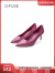 迪芙斯女鞋春季新款单鞋女高跟鞋漆皮尖头细跟节日礼物DF31111114 紫藤色 34