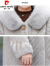 皮尔卡丹高档妈妈冬装皮毛一体大衣女装加厚保暖中长版洋派皮草外套 米色 5XL 建议155-165斤
