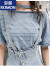 罗蒙（ROMON）小众设计感情侣装条纹夏季短袖T恤韩版ins火百搭气质连衣裙套装 女上衣 S