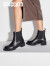 思加图（STACCATO）2023冬季新款英伦风切尔西靴烟筒靴短靴粗跟女靴子EGB14DD3 高智黑(宽版) 38
