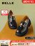 百丽乐福鞋女专柜同款黑色牛皮粗跟单鞋Z1R1DAA3 黑色 34
