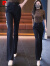 皮尔卡丹高腰微喇叭休闲裤女2024夏季新款显瘦高腰时尚百搭直筒黑色裤子女 卡其色 XL 建议116-125斤