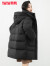 鸭鸭（YAYA）2024年冬季新款羽绒服女中长款简约连帽鸭绒保暖外套上衣XH 黑色 165/88A(L)