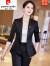 皮尔卡丹醋酸西装套装女夏季新款气质高端职业装女士复古休闲时尚西服外套 单件黑色西装 S