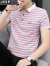 JEEP SPIRIT夏季短袖T恤男2024新款带有领体恤棉质条纹上衣服衬衫领半袖T恤潮 S601红色 XL 120-135斤