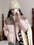 艾柔丹羽绒服女装冬季新款韩版拼色立领白鸭绒小个子面包服短款女士外套 黑色  S 建议80斤-95斤
